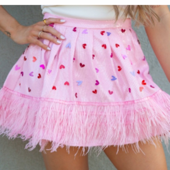 QOS Sequin Heart Skort In Lge - Picture 3 of 5